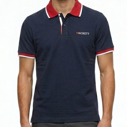 Luxury  Casual Polo Tee with Contrast Collar and Sleeve Details