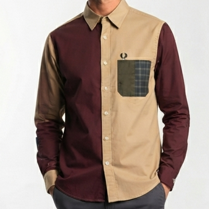 Men Premium Color Block Full Sleeve Casual Shirt