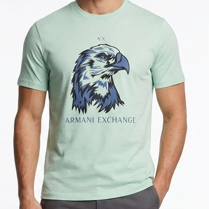 Premium Mint Green Eagle Graphic Men's T-Shirt  Round Neck Half Sleeve  Casual  Tee