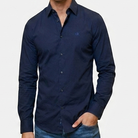 Premium Navy Blue Men's Full Sleeve Casual Shirt Classic Button-Down Regular Fit