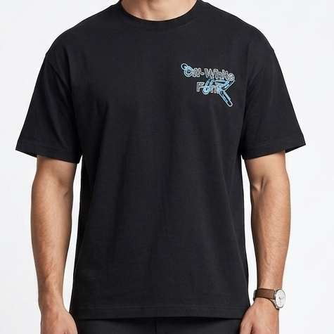 Luxury Brand  Font Logo Black Premium Oversized T-Shirt for Men