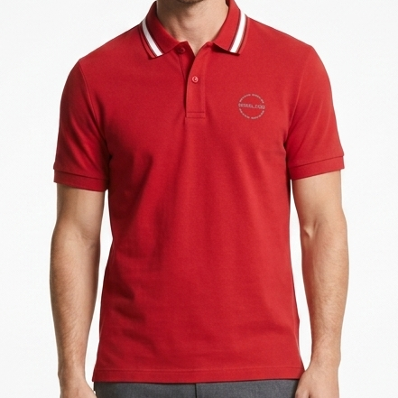 Men's Red Premium Polo T-Shirt with Contrast Tipped Collar
