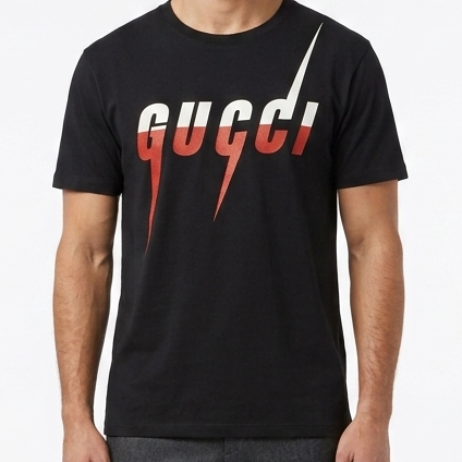 Premium  Lightning Logo Black Crew Neck T-Shirt for Men