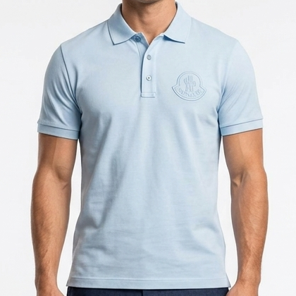 Branded Ice Blue Signature Polo Shirt – Premium Designer Smart Casual Wear