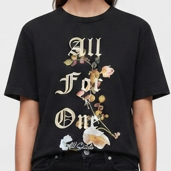 Women Black Floral Graphic Print T-Shirt – Stylish Casual Everyday Wear