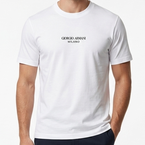 Men’s Premium White Logo T-Shirt Luxury Regular Fit Crew Neck Casual Tee