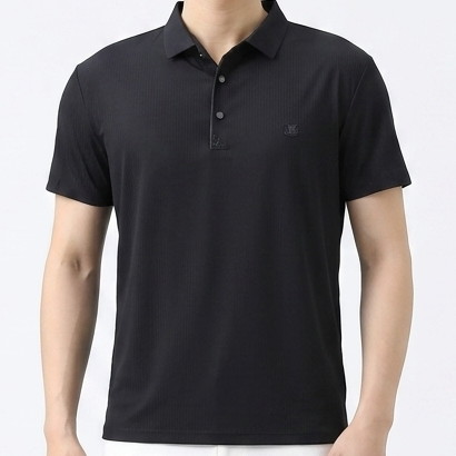 Men’s Black Ribbed Polo T-Shirt | Premium Classic Fit | Luxury Casual Wear