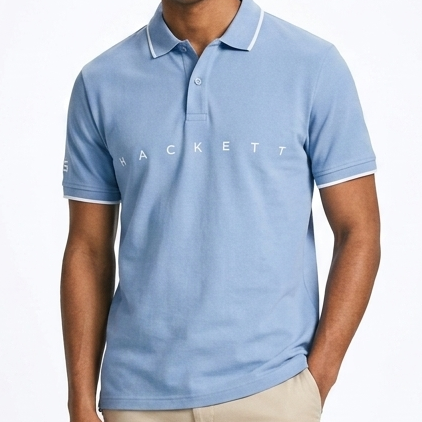 Premium Brand Signature Sky Blue Polo Shirt Smart Casual Style