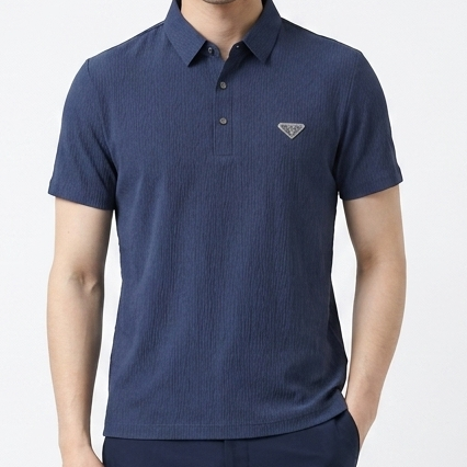 Premium Navy Blue Men's Polo T-Shirt  Classic Collar Half Sleeve