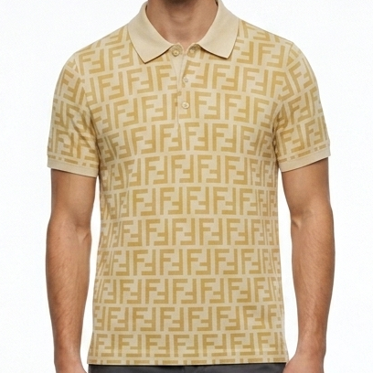 FF Monogram Yellow Luxury Polo T-Shirt for Men