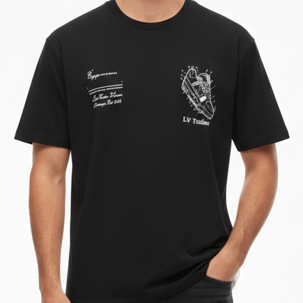 Trainers Pattern Logo Effect Drop Shoulder T-Shirt