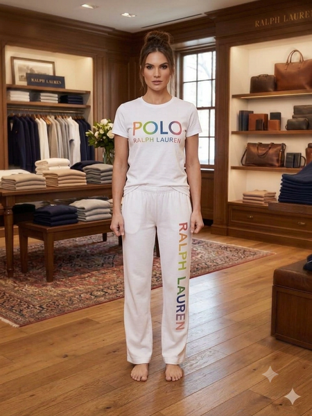 Women Premium Graphic T-Shirt & Lounge Pants Co-Ord Set – White Casual Two-Piece Outfit