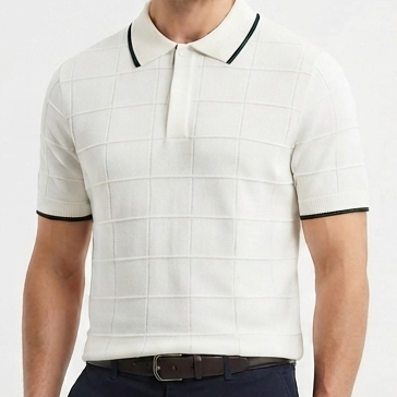 Men’s Textured Polo T-Shirt – Premium Smart-Casual Style