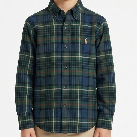 Kids Premium Plaid Shirt Classic Green & Blue Check