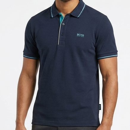 Men’s Premium Navy Blue Polo T-Shirt with Contrast Tipping