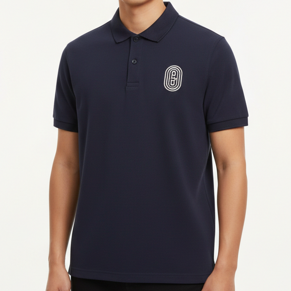 Men’s Navy Blue Branded Polo T-Shirt Classic Smart Casual Style
