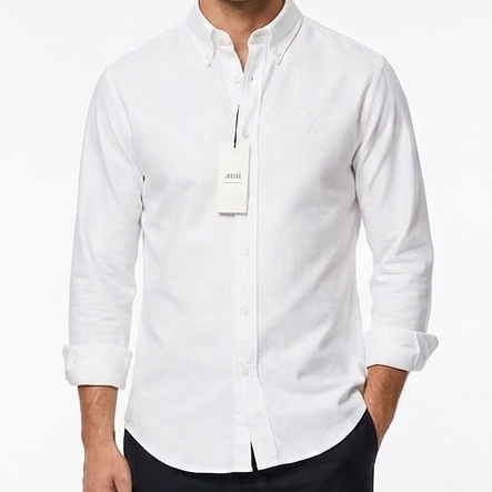Luxury White Regular Fit  Full Sleeve Branded  Shirt For Men