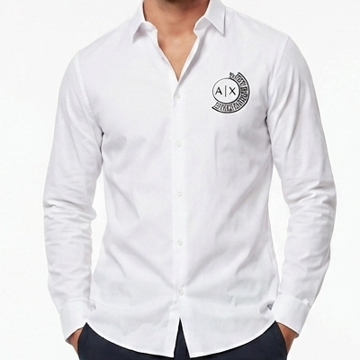 Men’s Premium Logo Print Formal Shirt – Full Sleeve Regular Fit