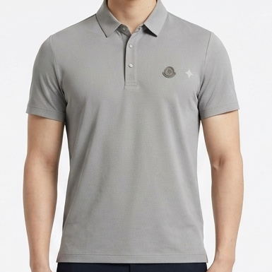Premium Light Grey Textured Polo T-Shirt for Men