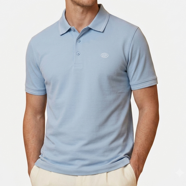 Men Sky Blue Premium Polo T-Shirt | Regular Fit Blend Collared Half Sleeve Polo