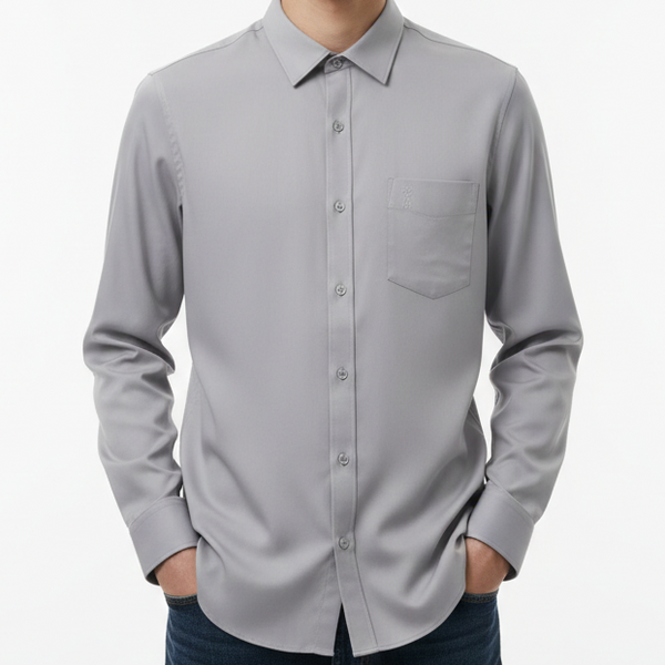 Minimal Grey Classic Button-Down Shirt