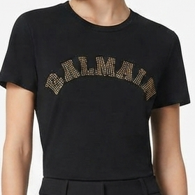 Men’s Black  Studded Brand  Logo Round Neck T-Shirt