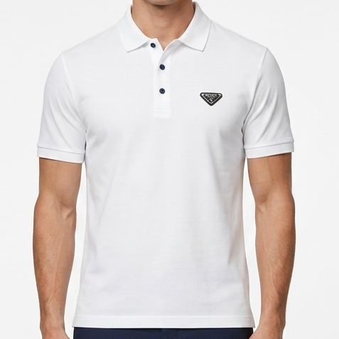 Luxury White Short Sleeve Polo T-Shirt for Men