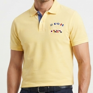 Men’s Light Yellow Contrast Collar Polo T-Shirt