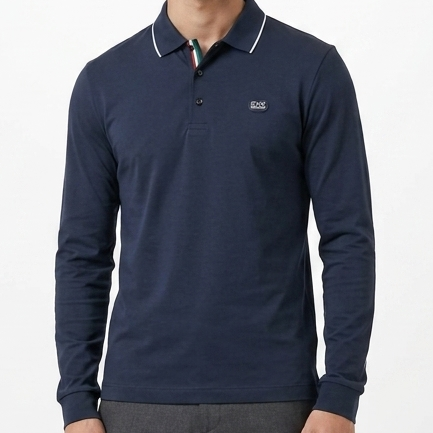 Premium Men's White Full Sleeve Polo T-Shirt – Elegant & Comfortable