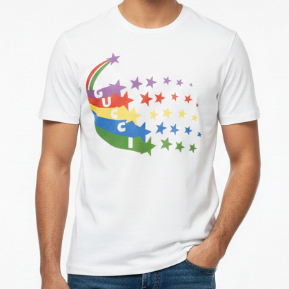Rainbow Star Graphic T-Shirt Bold Luxury with Playful Style