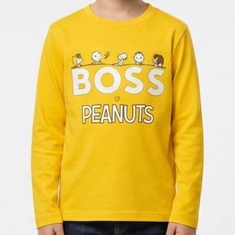 Premium Kids  Yellow Full Sleeve Printed T-Shirt