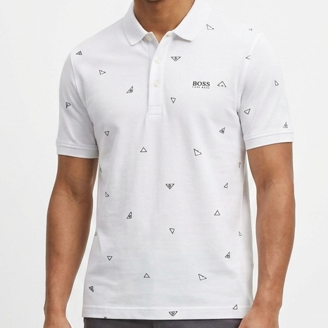 Branded  Premium White All Over Logo Printed Polo T-Shirt