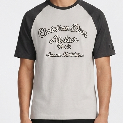 Luxury Men’s Grey Atelier Logo Raglan Premium T-Shirt