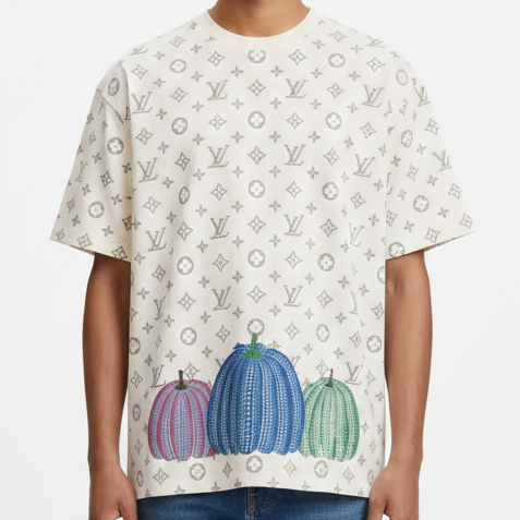 Luxury Monogram Print Graphic T-Shirt Premium Street Style