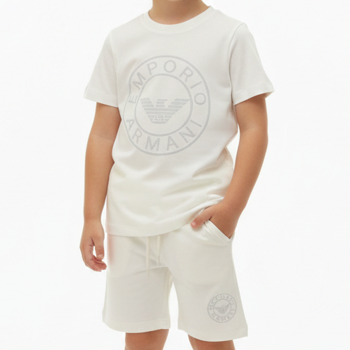 Kids Premium White T-Shirt & Shorts Set