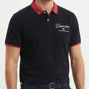 Men's Black & Red Contrast Collar Polo T-Shirt