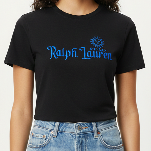 Premium Round Neck Sun Logo Classic Black Tee