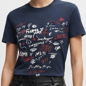 Women’s Navy Blue Graphic Print Round Neck T-Shirt