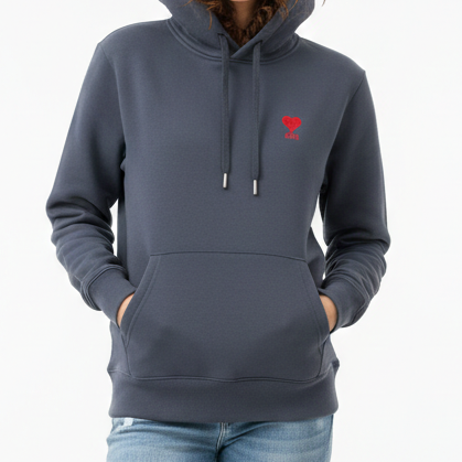 Premium  Heart Logo Grey Hoodie Soft & Stylish Casual Wear