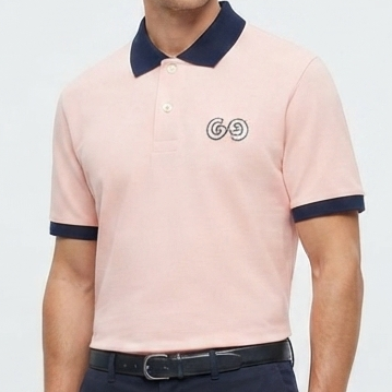 Men’s Light Pink Polo T-Shirt – Premium Contrast Collar Style
