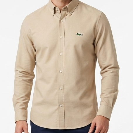 Classic Beige Button-Down Shirt Premium Smart Casual Wear