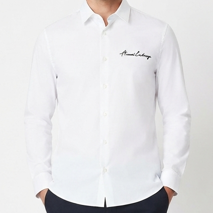 Men’s Premium Black Solid Shirt Minimal Logo Detail Smart Casual & Formal Wear