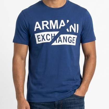 Premium Blue Graphic Logo T-Shirt for Men  Modern Casual Style