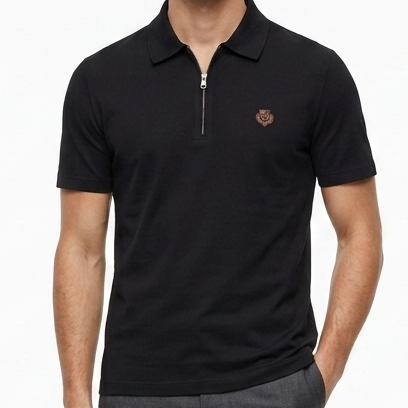 Premium Black Half-Zip Polo T-Shirt for Men