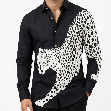 Men's Premium Black Graphic Print Shirt | Full Sleeve Regular Fit Casual & Party Wear Shirt