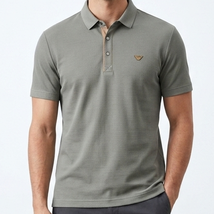 Men’s Premium Olive Green Polo T-Shirt  Elegant Texture with Signature Logo