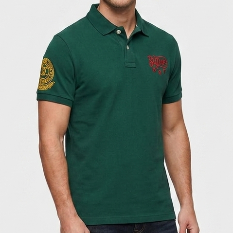 Premium Dark Green Embroidered Polo T-Shirt for Men