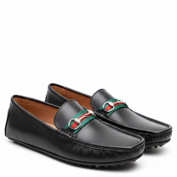 Premium Black  Leather Loafers – Classic Horsebit Style