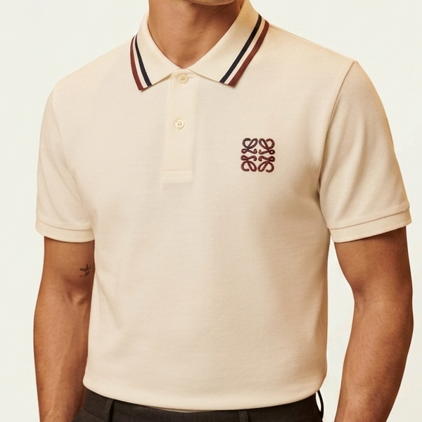 Luxury Imported Cream   Polo T-Shirt with Embroidered Logo
