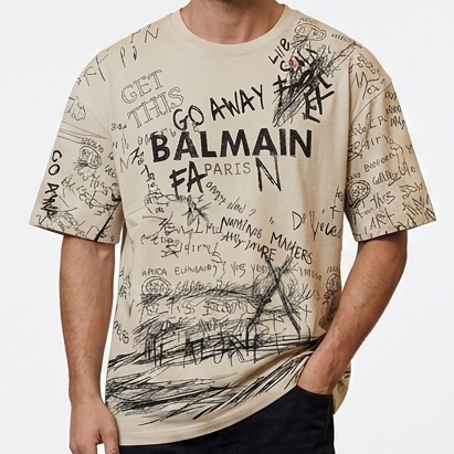 Men's Premium Cream Graphic Print Drop Shoulder T-Shirt